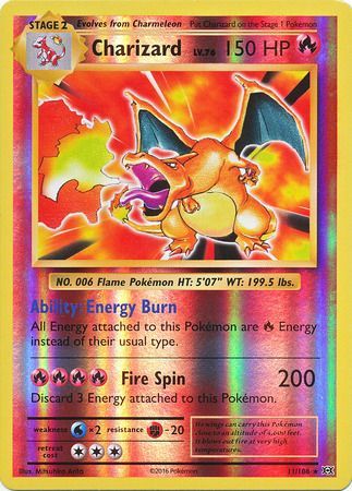 Charizard - 011/108 (EVO) Rare - Near Mint  Reverse Holofoil