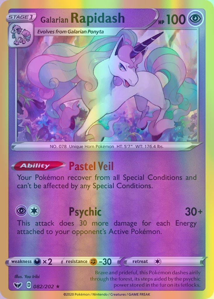 Galarian Rapidash - 082/202 (SWSH01) Rare - Near Mint Reverse Holofoil