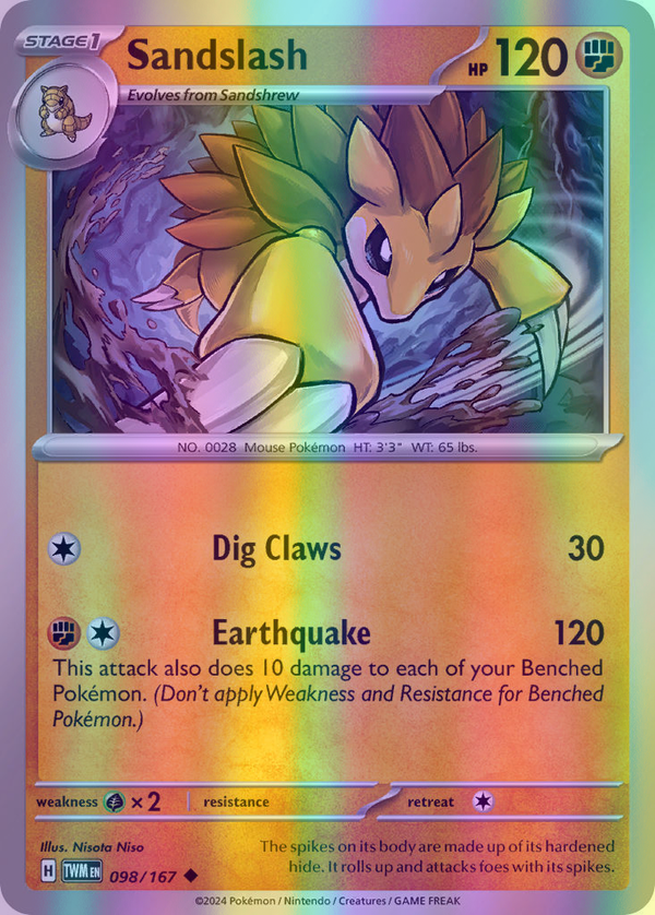 Sandslash - 098/167 (TWM) Uncommon - Near Mint Reverse Holofoil