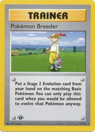 Pokemon Breeder - 076/102 (BS) 1st Edition Rare - Near Mint