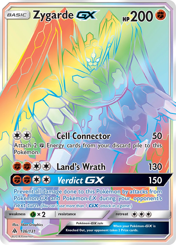 Zygarde GX - 136/131 (FLI) Secret Rare - Near Mint Holofoil