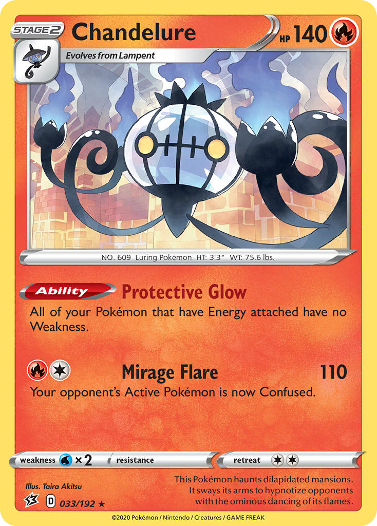 Chandelure - 033/192 (SWSH02) Holo Rare - Near Mint Holofoil