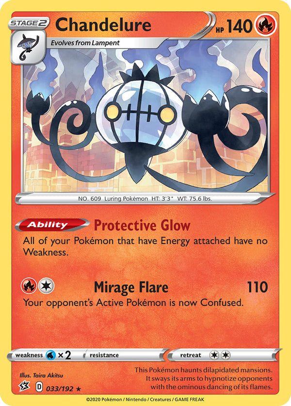 Chandelure - 033/192 (SWSH02) Holo Rare - Near Mint Holofoil