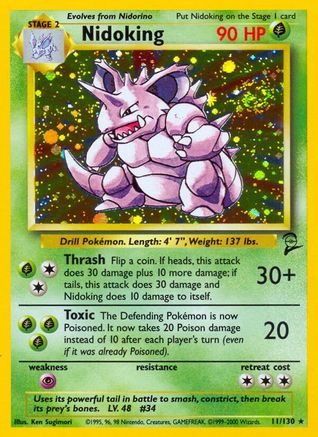 Nidoking - 011/130 (BS2) Holo Rare - Damaged Holofoil