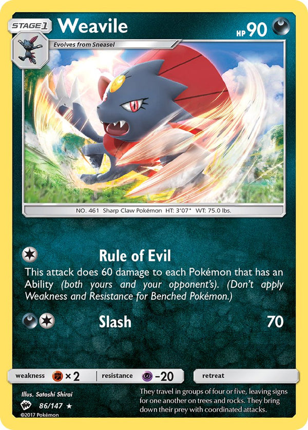 Weavile - 086/147 (SM:BUS) Rare - Near Mint