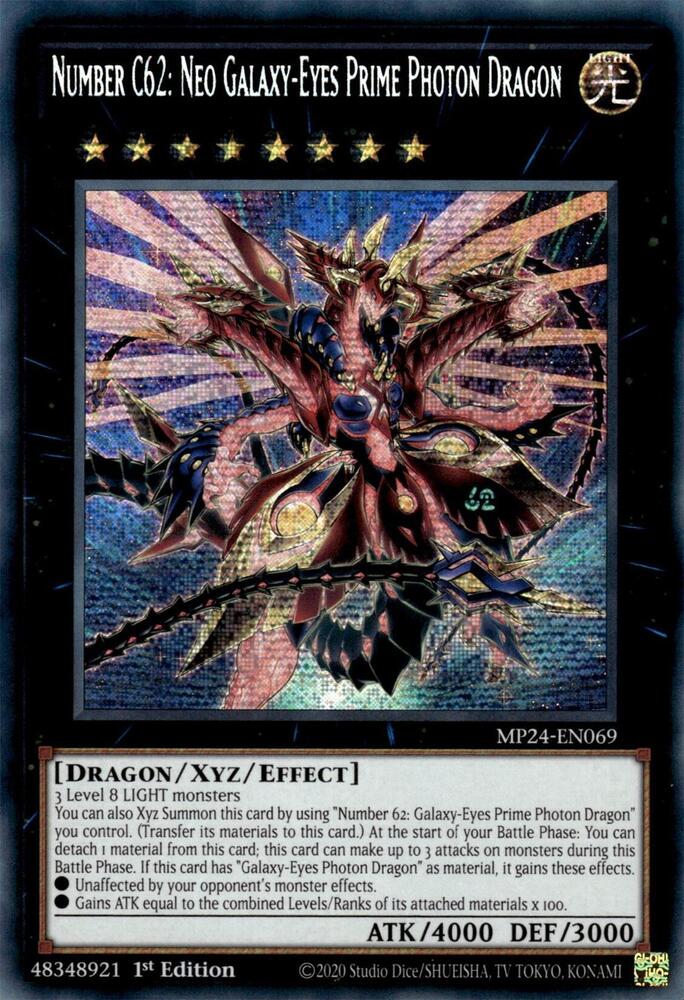 Number C62: Neo Galaxy-Eyes Prime Photon Dragon (MP24-EN069) Prismatic Secret Rare - Near Mint 1st Edition