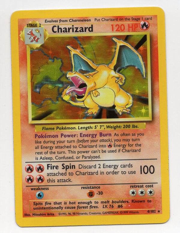 Charizard - 004/102 (BS) Holo Rare - Moderate Play Holofoil