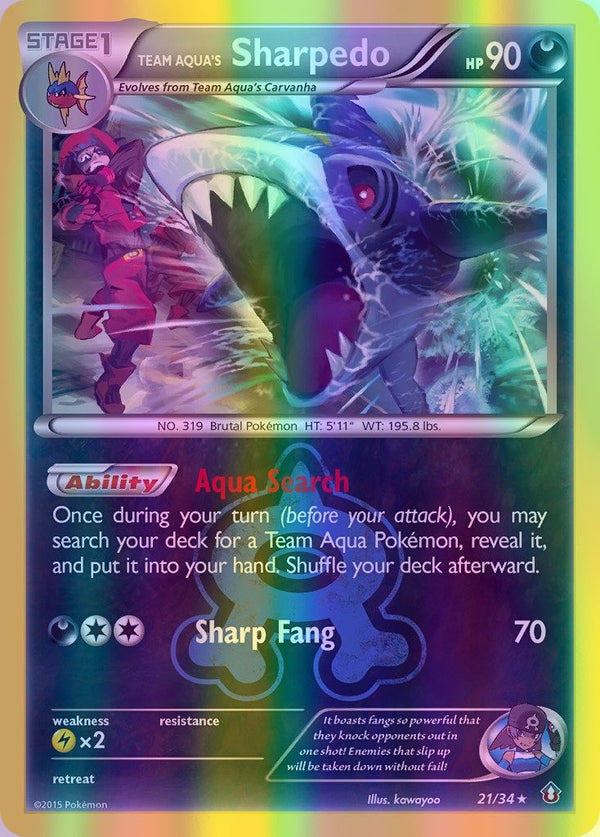 Team Aqua's Sharpedo - 021/034 (DCR) Holo Rare - Near Mint Reverse Holofoil