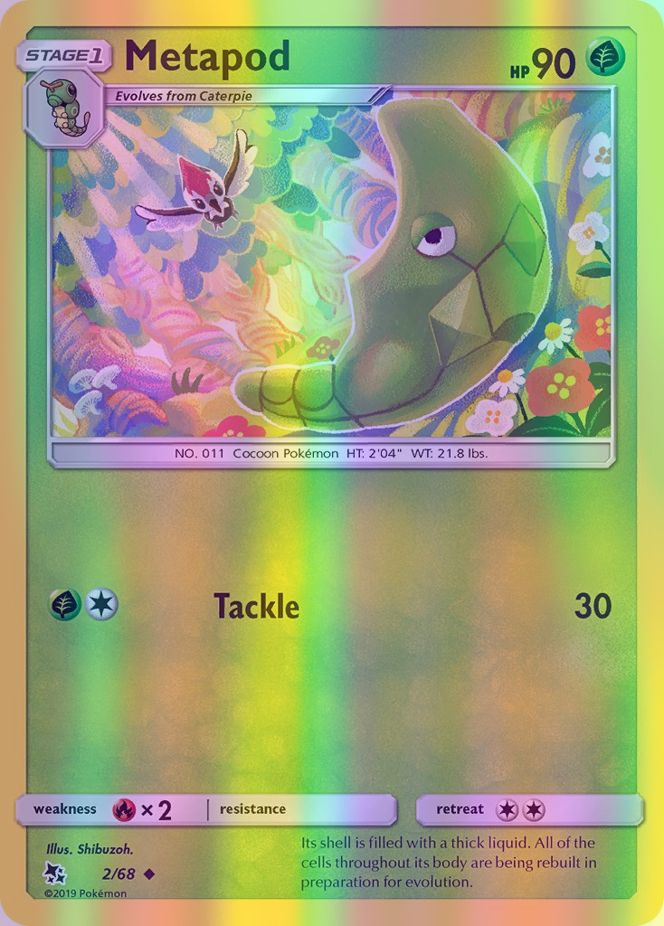 Metapod - 02/68 (HIF) Uncommon - Near Mint Reverse Holofoil