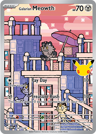 Galarian Meowth - 141/128 (30C) Illustration Rare