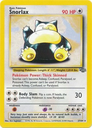 Snorlax  - 27/64 (JU) Rare - Near Mint Unlimited