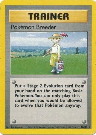 Pokemon Breeder - 076/102 (BS) Rare - Light Play