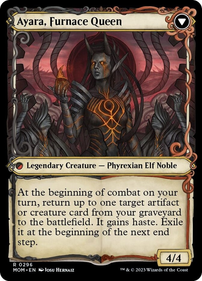 Ayara, Widow of the Realm // Ayara, Furnace Queen [#0296 Showcase] (MOM-R)
