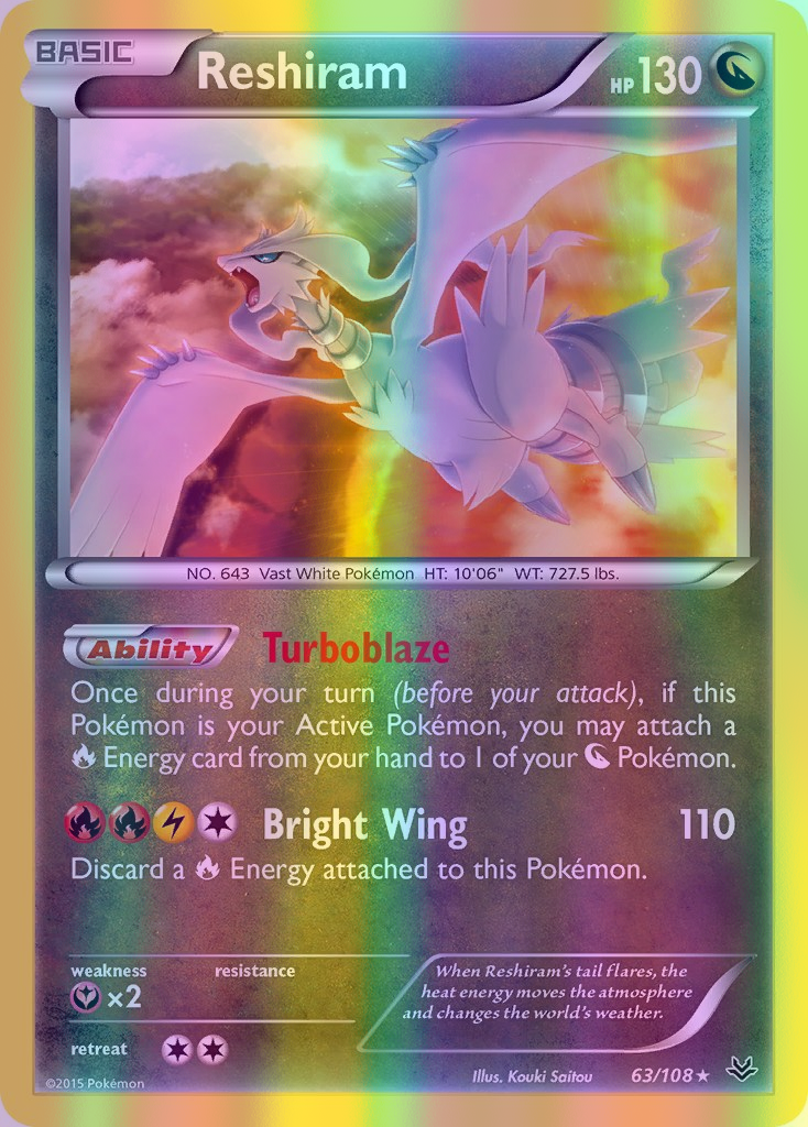 Reshiram - 063/108 (ROS) Holo Rare - Near Mint Reverse Holofoil