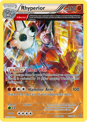 Rhyperior (Omega) - 077/160 (PRC) Holo Rare - Moderate Play Reverse Holofoil