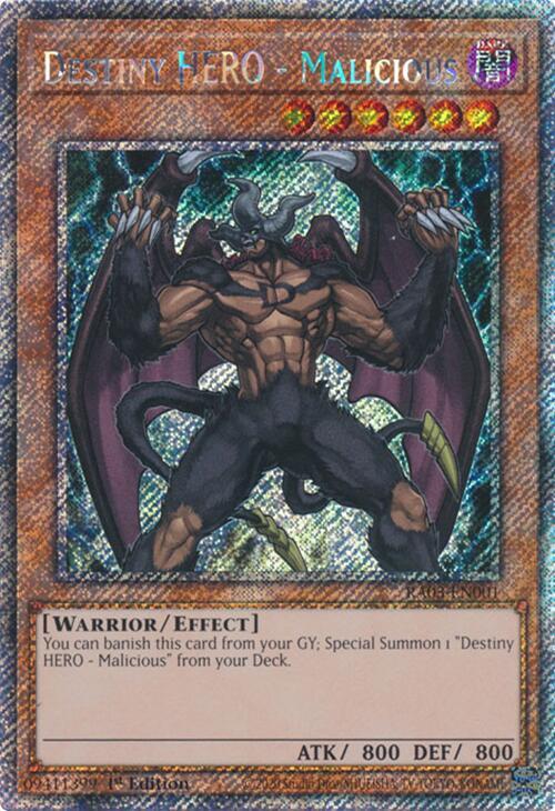 Destiny HERO - Malicious (RA03-EN001) Platinum Secret Rare - Near Mint 1st Edition