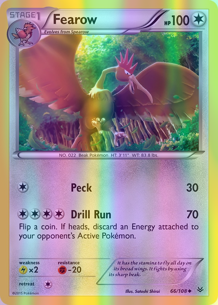 Fearow - 066/108 (ROS) Uncommon - Near Mint Reverse Holofoil
