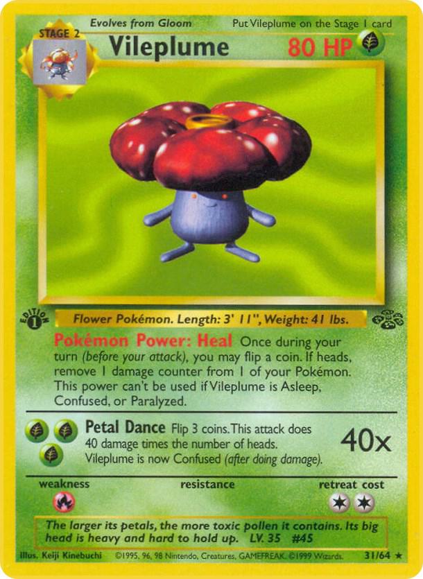 Vileplume - 31/64 (JU) Rare - Moderate Play 1st Edition