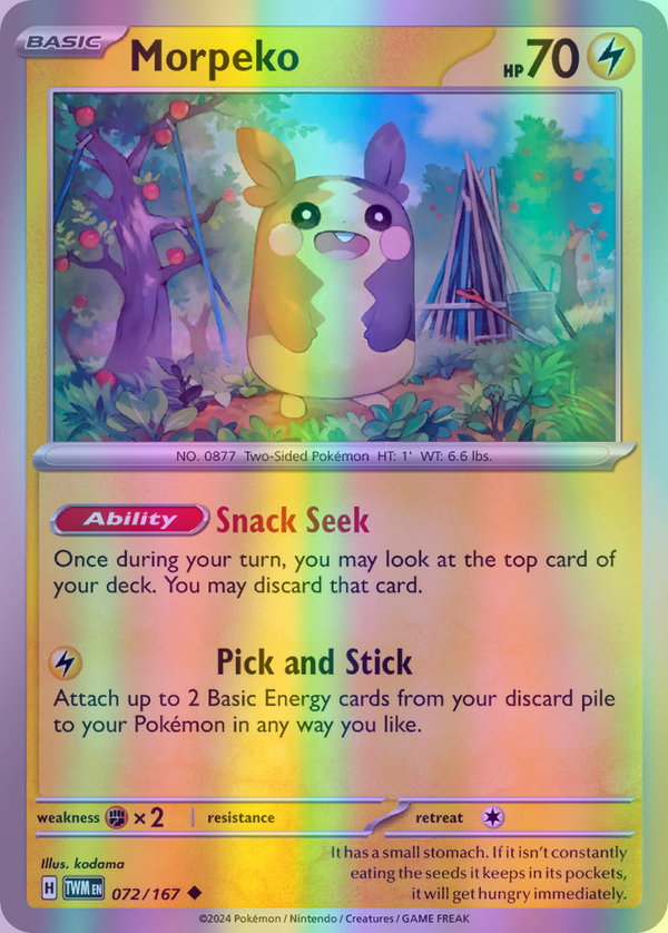 Morpeko - 072/167 (TWM) Uncommon - Near Mint Reverse Holofoil