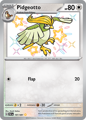 Pidgeotto - 197/091 (SV:PAF) Secret Rare - Near Mint Holofoil