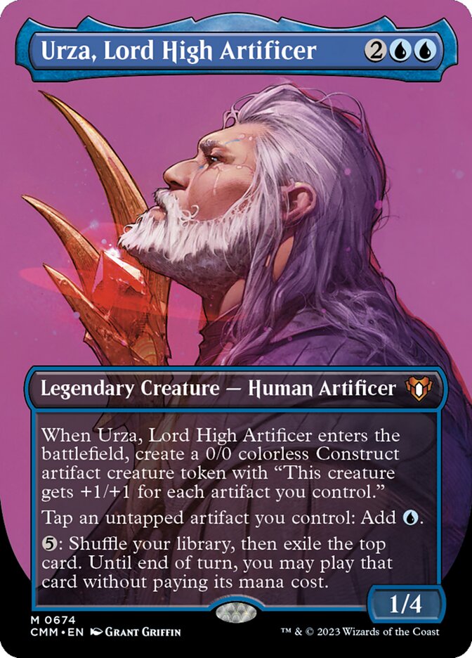 Urza, Lord High Artificer [#0674 Borderless Profile] (CMM-M-FOIL) Light Play