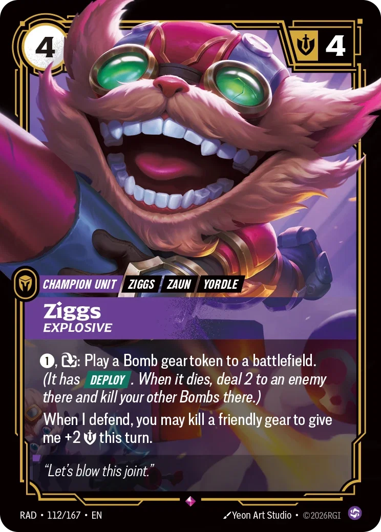Ziggs, Explosive - 112/167 (RAD) Rare