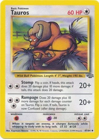 Tauros - 47/64 (JU) Uncommon - Near Mint Unlimited