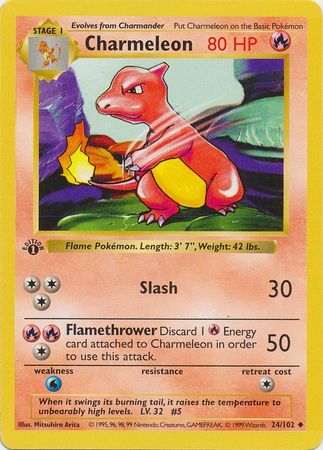 Charmeleon - 024/102 (BS) 1st Edition Uncommon - Near Mint