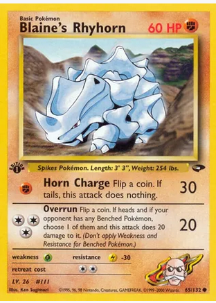 Blaine's Rhyhorn (65/132) 1st Edition