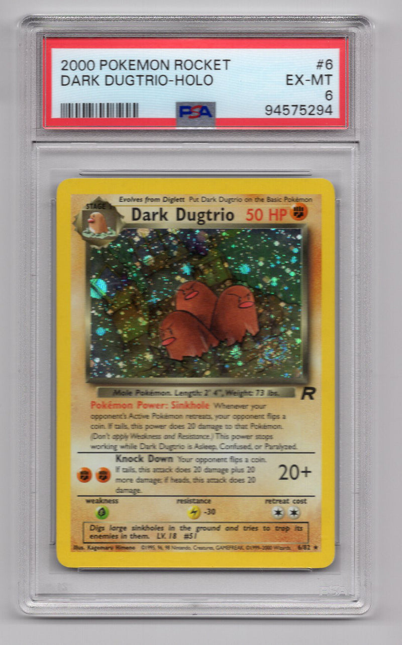 Dark Dugtrio 06/82 (TR) Holo Rare - Unlimited Holofoil (Graded - PSA 6)