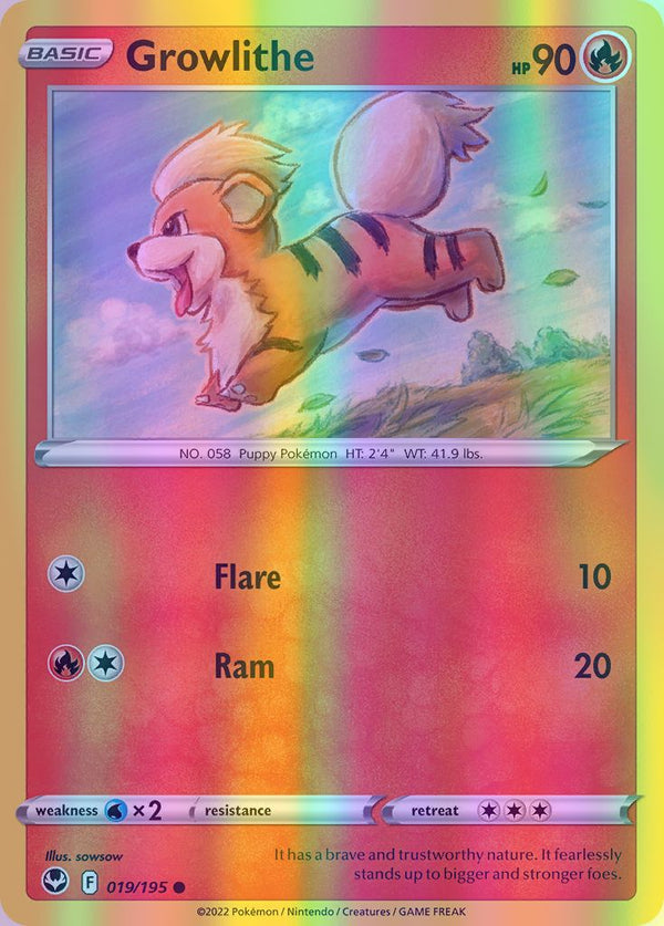 Growlithe - 019/195 (SWSH12) Common - Near Mint Reverse Holofoil