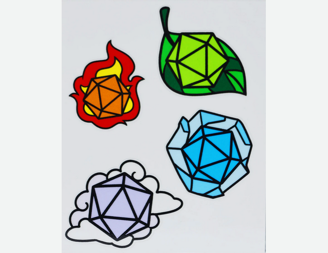Elemental Dice Sticker Sheet