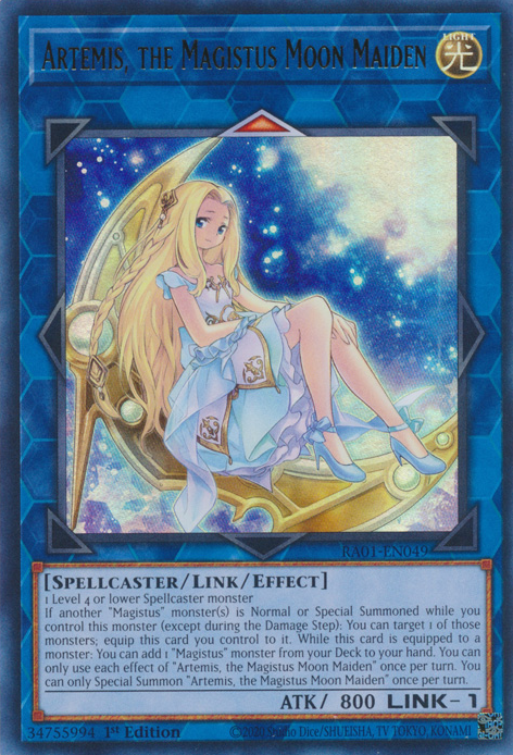 Artemis, the Magistus Moon Maiden (RA01-EN049) Prismatic Ultimate Rare - Near Mint 1st Edition