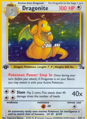 Dragonite  - 04/62 (FO) Holo Rare - Damaged Unlimited Holofoil