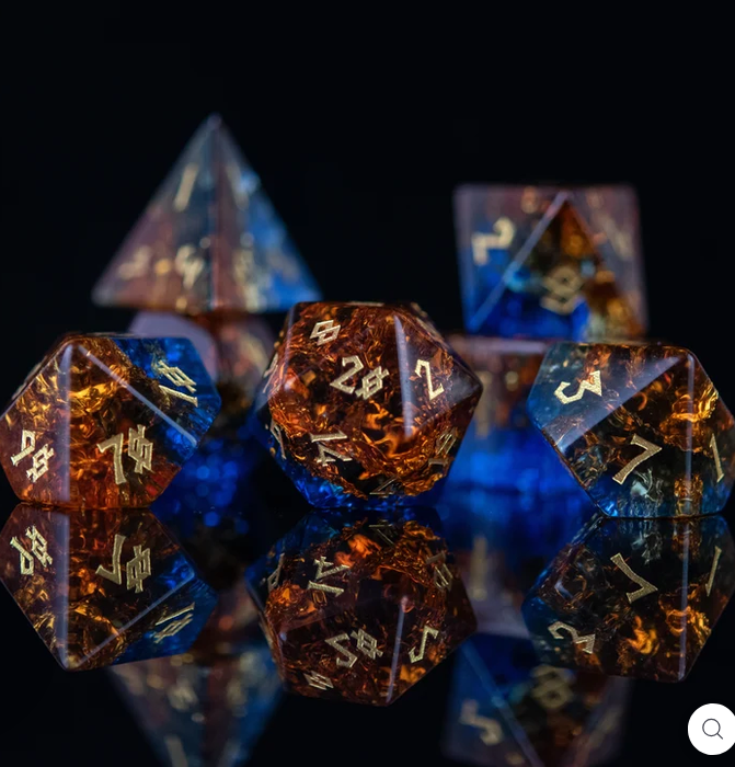 Ice and Fire Shattered Glass Dice Set