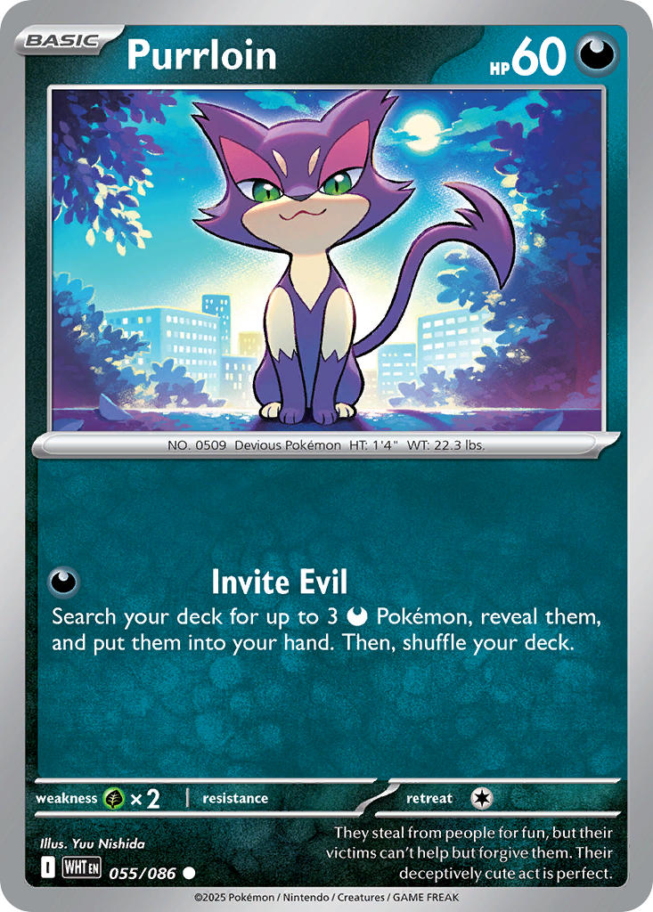 Purrloin (Master Ball Pattern) - 055/086 (WHT) Common