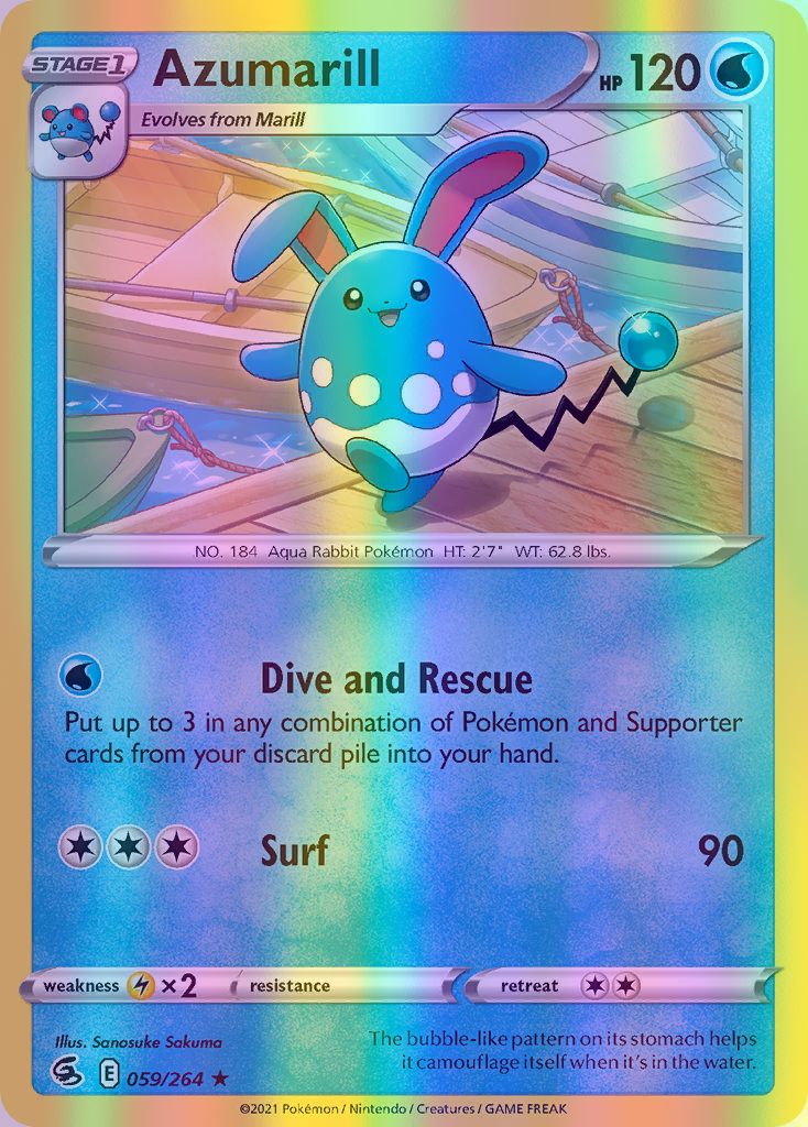 Azumarill - 059/264 (SWSH08) Rare - Near Mint Reverse Holofoil