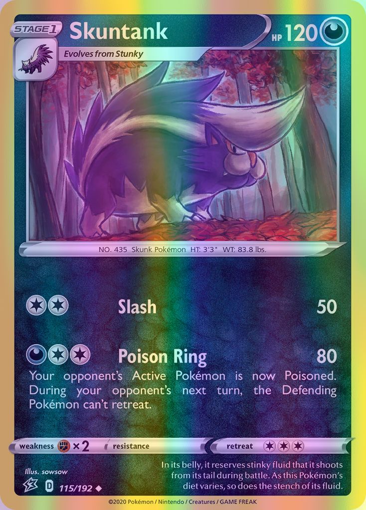 Skuntank - 115/192 (SWSH02) Uncommon - Near Mint Reverse Holofoil