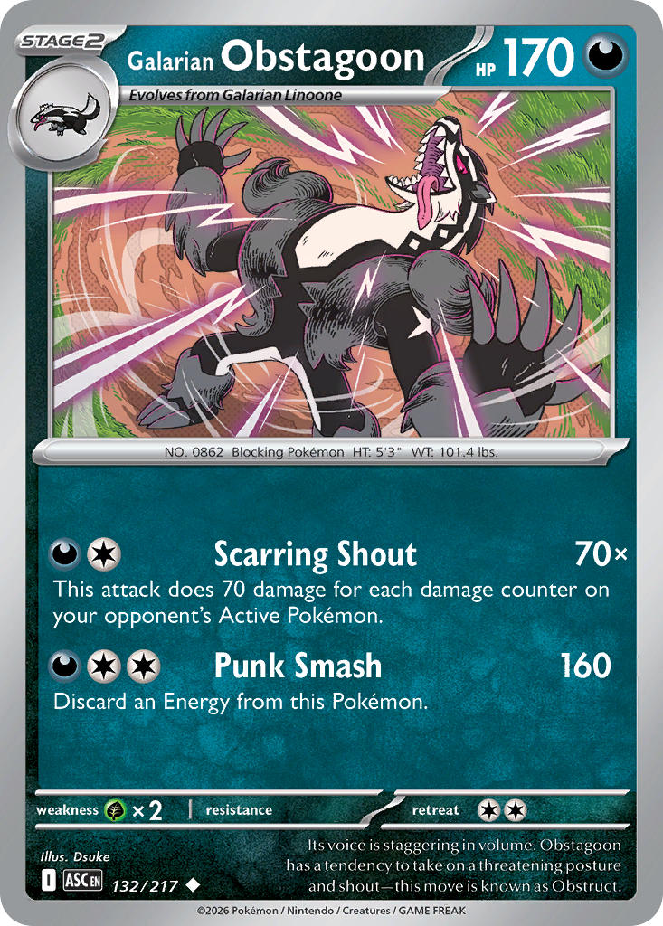 Galarian Obstagoon - 132/217 (ASC) Uncommon