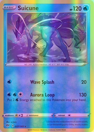 Suicune - 037/189 (SWSH03) Holo Rare - Near Mint Reverse Holofoil