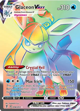 Glaceon VMAX (Secret) - 208/203 (SWSH07) Secret Rare - Near Mint Holofoil