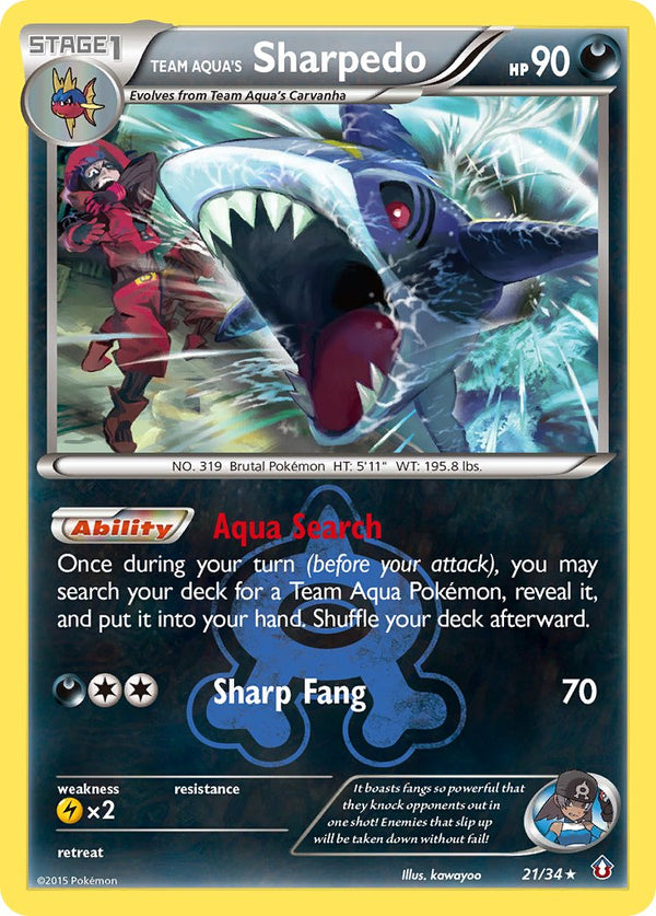 Team Aqua's Sharpedo - 021/034 (DCR) Holo Rare - Near Mint Holofoil