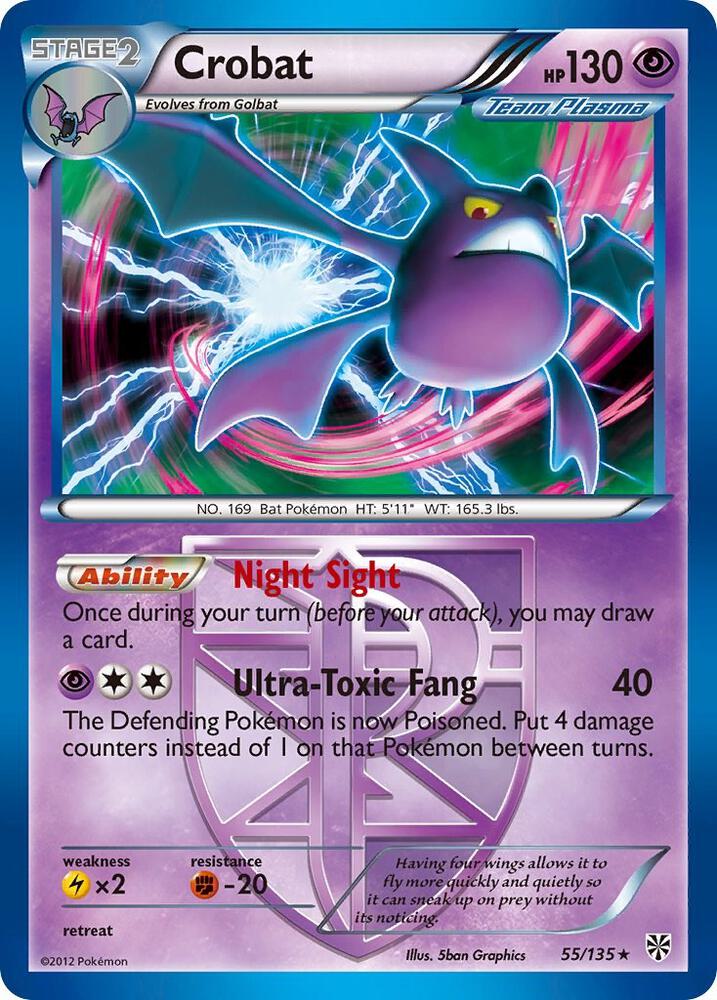 Crobat (Team Plasma) - 55/135 (PLS) Holo Rare - Near Mint Holofoil