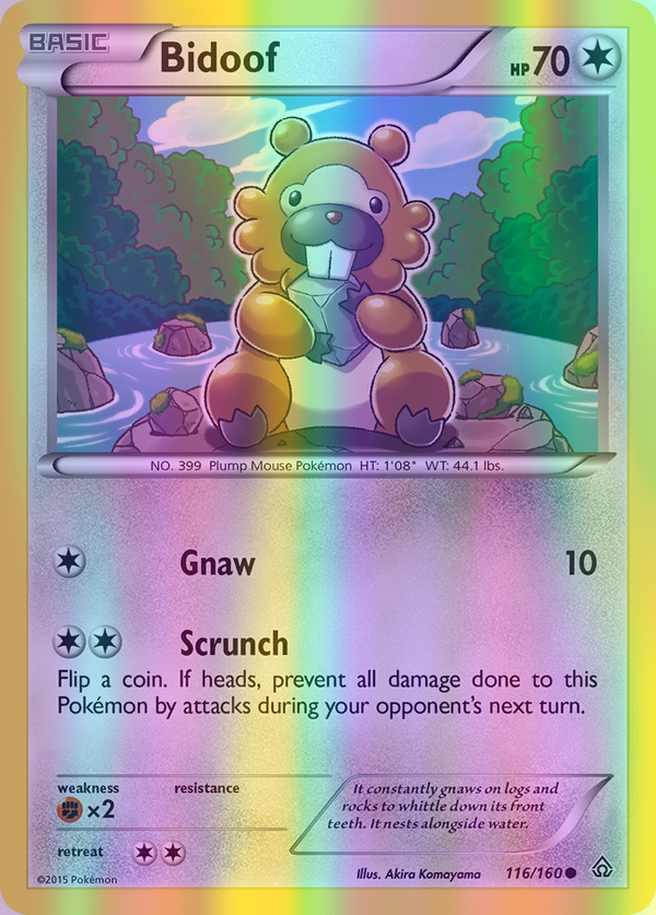 Bidoof - 116/160 (PRC) Common - Near Mint Reverse Holofoil