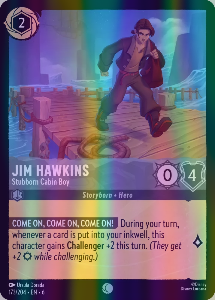 Jim Hawkins - Stubborn Cabin Boy (Azurite Sea 173/204) Common - Near Mint Cold Foil