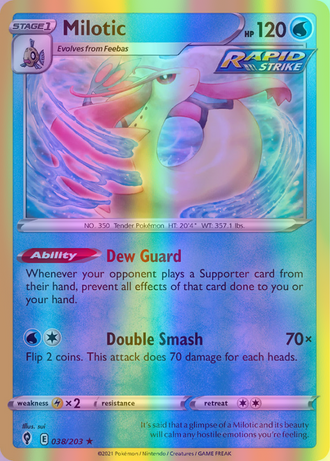 Milotic - 038/203 (SWSH07) Rare - Near Mint Reverse Holofoil