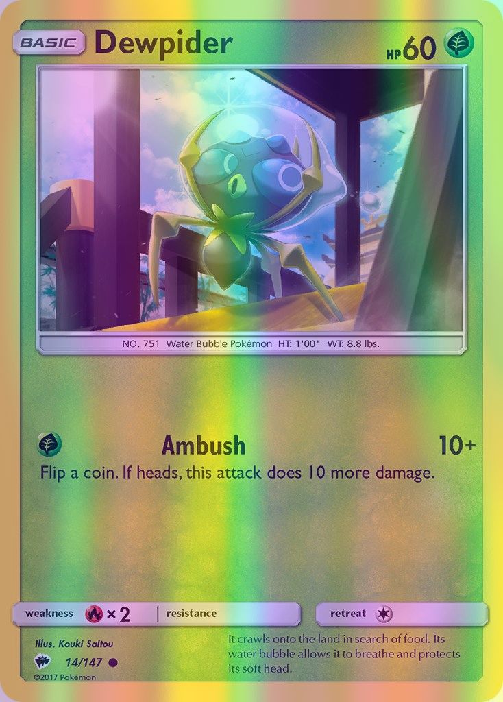 Dewpider - 014/147 (SM:BUS) Common - Near Mint Reverse Holofoil