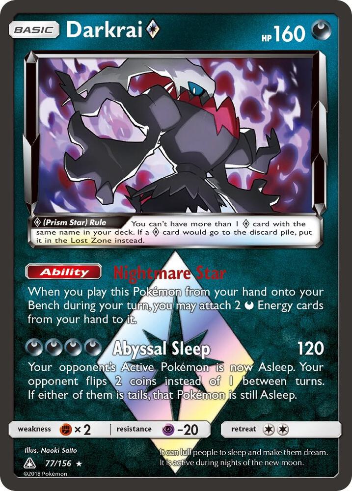 Darkrai Prism Star - 77/156 (SM05) Prism Rare - Near Mint Holofoil