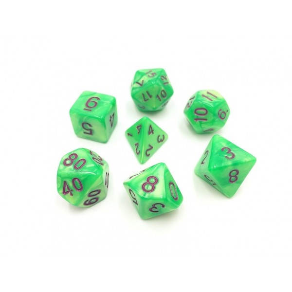 HDP-22: Pearl - Green (Purple Font) Poly Set (7)