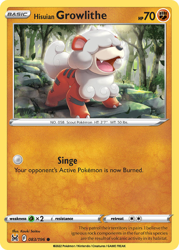 Hisuian Growlithe - 083/196 (SWSH11) Common - Near Mint